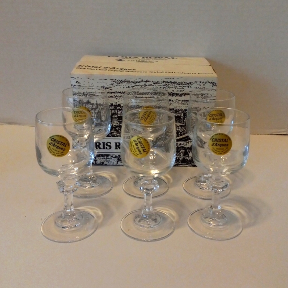 6 Cristal D'Arques Paris Royal 2 1/4 Oz Crystal Cordial Glasses